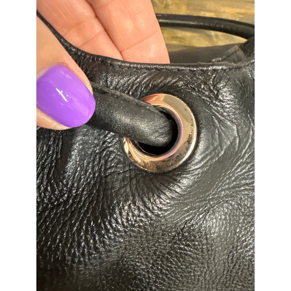 Michael Michael Kors Black Pebbled Leather Shoulder Bag Hobo Tote Purse - Picture 9 of 13
